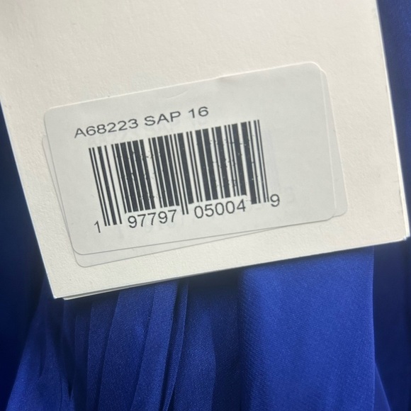 Mac Duggal A68223 NWT Blue Cascade Ruffle Puff Sleeve A Line Gown - Picture 9 of 10